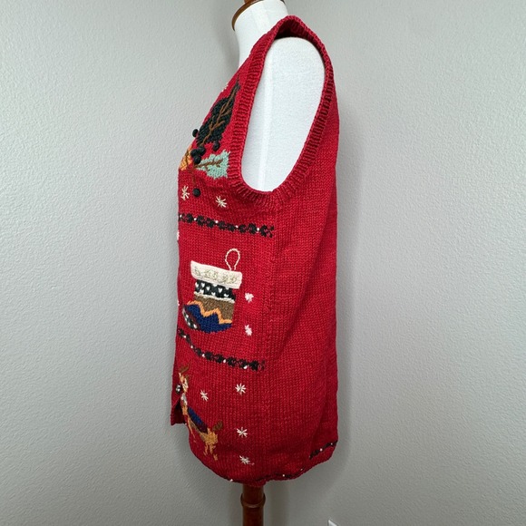 VALERIE STEVENS Christmas Holiday‎ Vest SM Embroidered Embellished Button Up - Picture 8 of 11